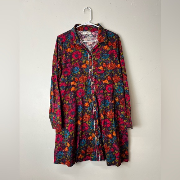 NATURAL LIFE Dresses & Skirts - Natural Life Women’s Tunic Style Flower Design Button Dress Small Boho